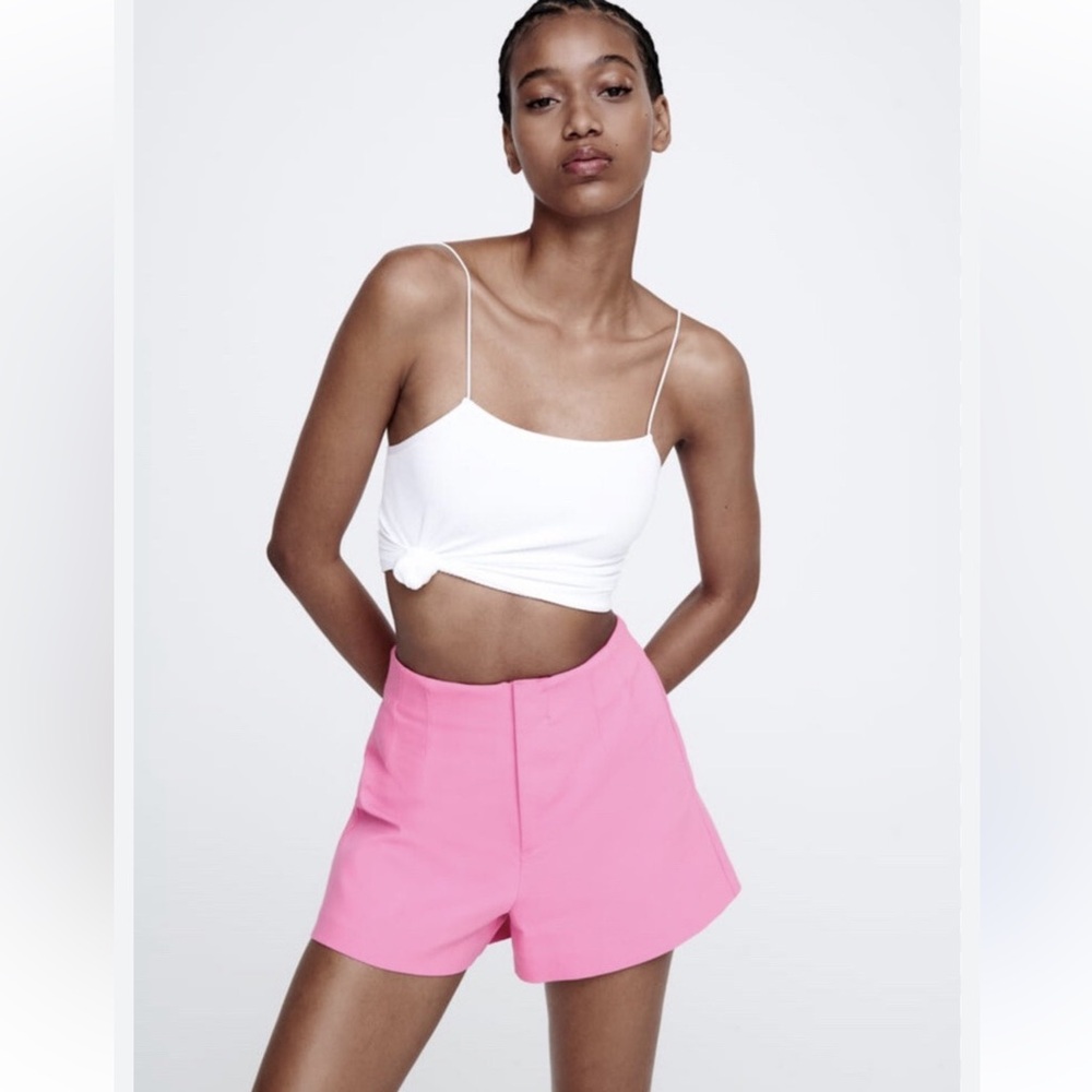 Zara High Waist Pink Women's Shorts